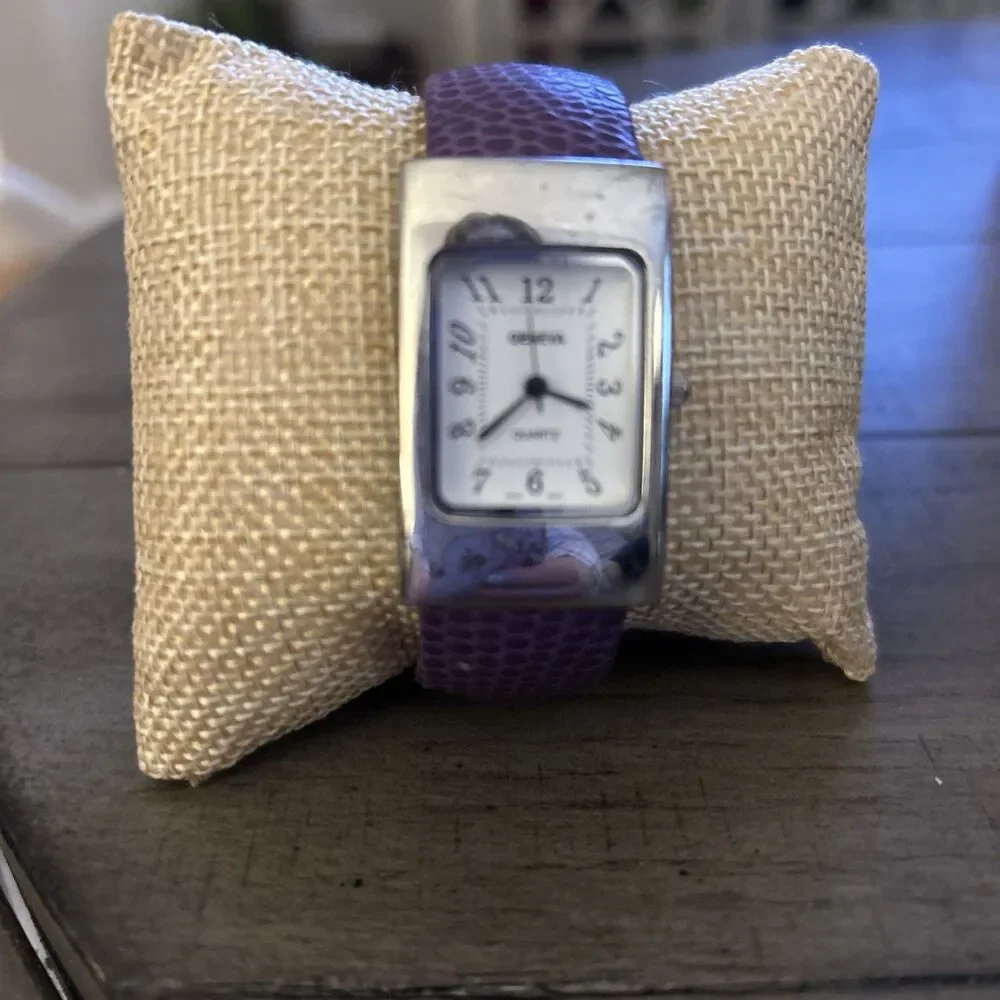 Geneva Purple Clamp Bracelet Watch Stainless Steel